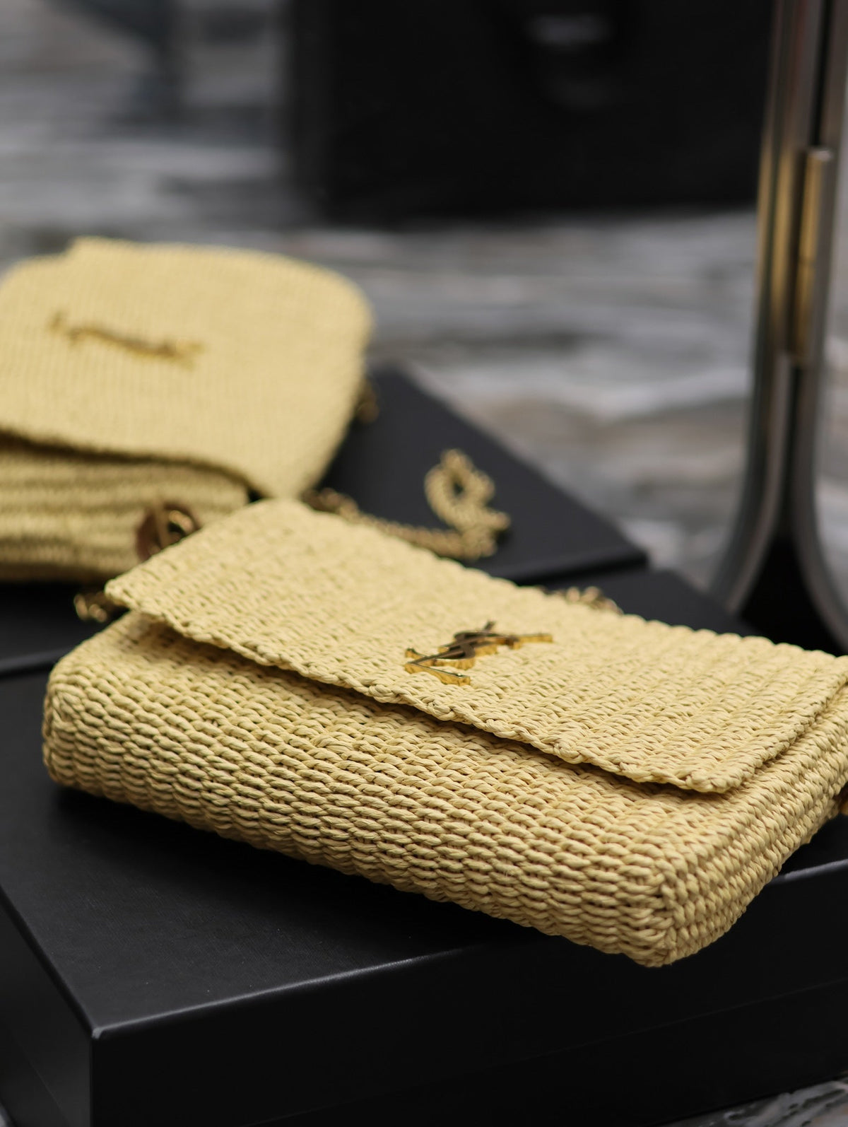 YSL Kate In Raffia - 28.5×20×6cm