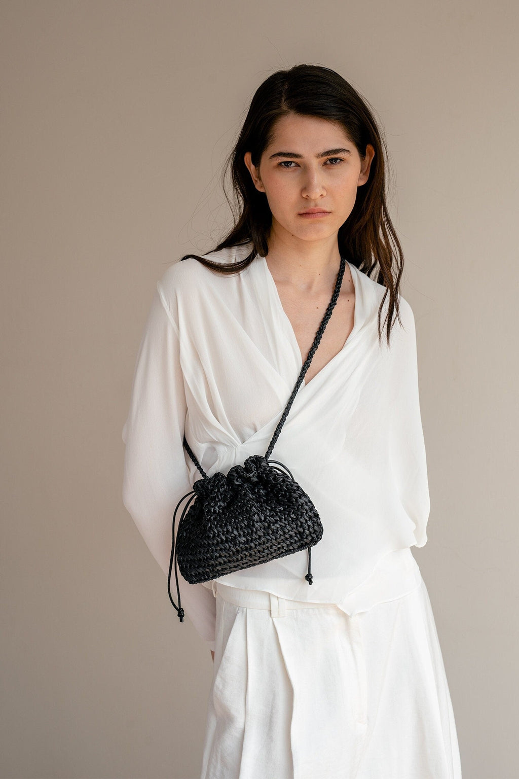Raffia Pouch Bag, Crochet Raffia Handbag, Short Strap Crossbody, Summer Wrist Bag, Minimal Straw Bag, Mini Bag — The Aster Raffia Pouch