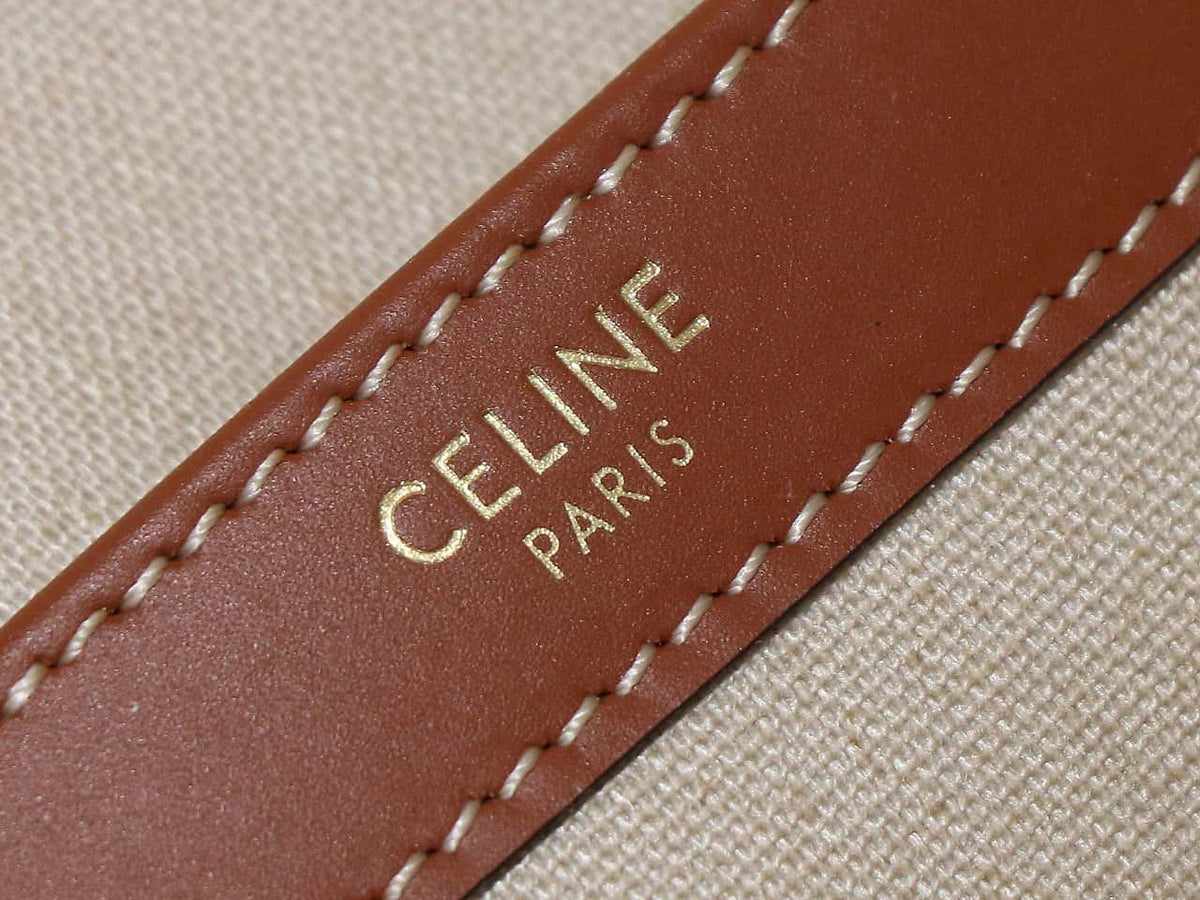 Celine Cabas Drawstring Cuir Triomphe In Textile And Calfskin Natural handbag