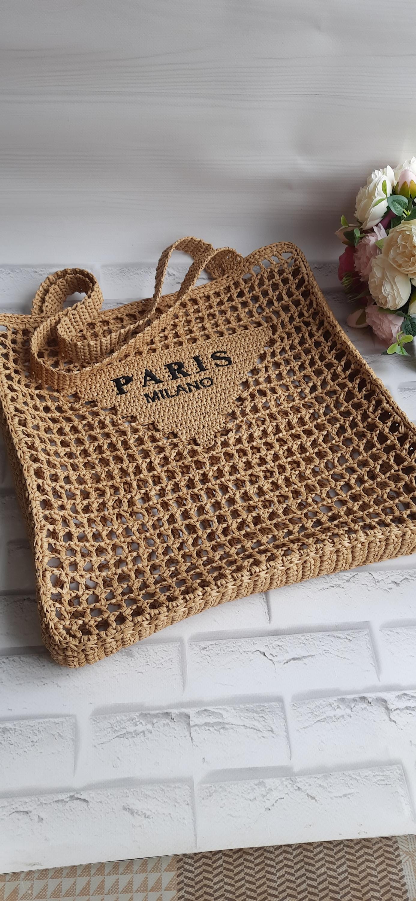raffia tote bag