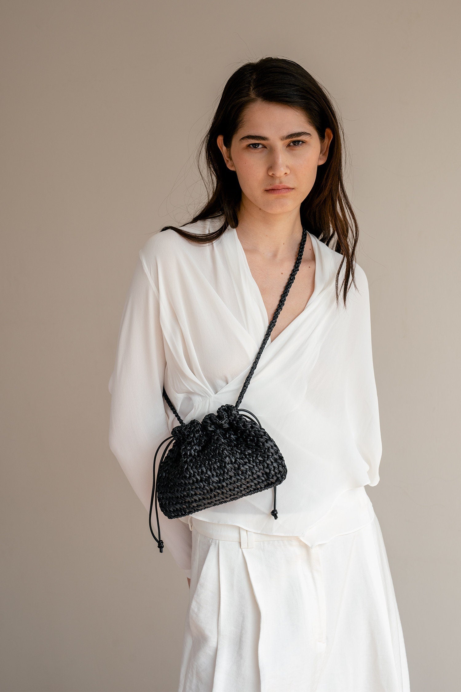 Raffia Pouch Bag, Crochet Raffia Handbag, Short Strap Crossbody, Summer Wrist Bag, Minimal Straw Bag, Red Mini Bag — The Aster Raffia Pouch