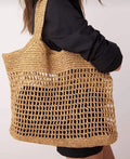 Handmade Beach Bag, Camel Crochet Tote, Summer Knit Boho Purse