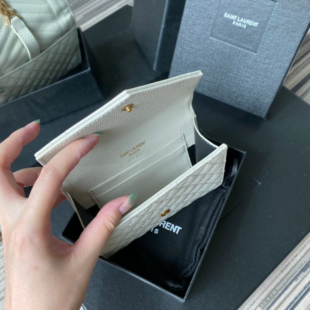 YSL Envelope Purse White Gold A026KK 13.5cm