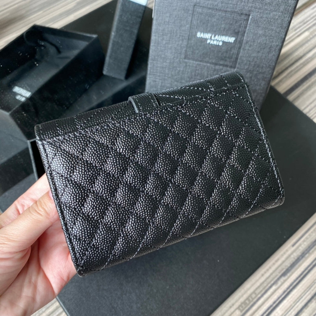 YSL Envelope Purse Black Gold A026KK 13.5cm