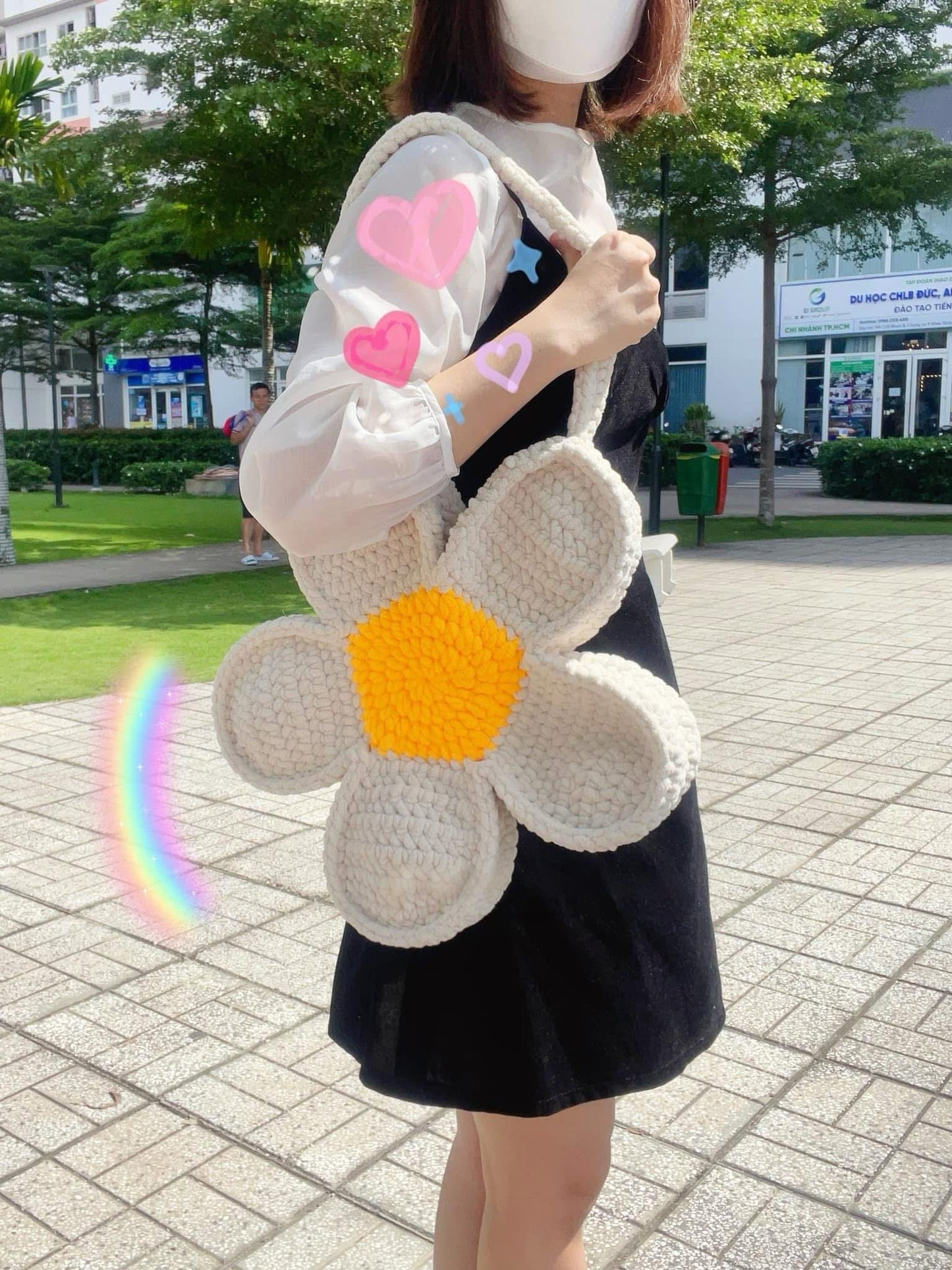 Flower Crochet handmade shoulder bag, Flower bag, beautiful cute bloom bag, Summer beach bag, Valentines Gift, Gift for her, Mother day gift