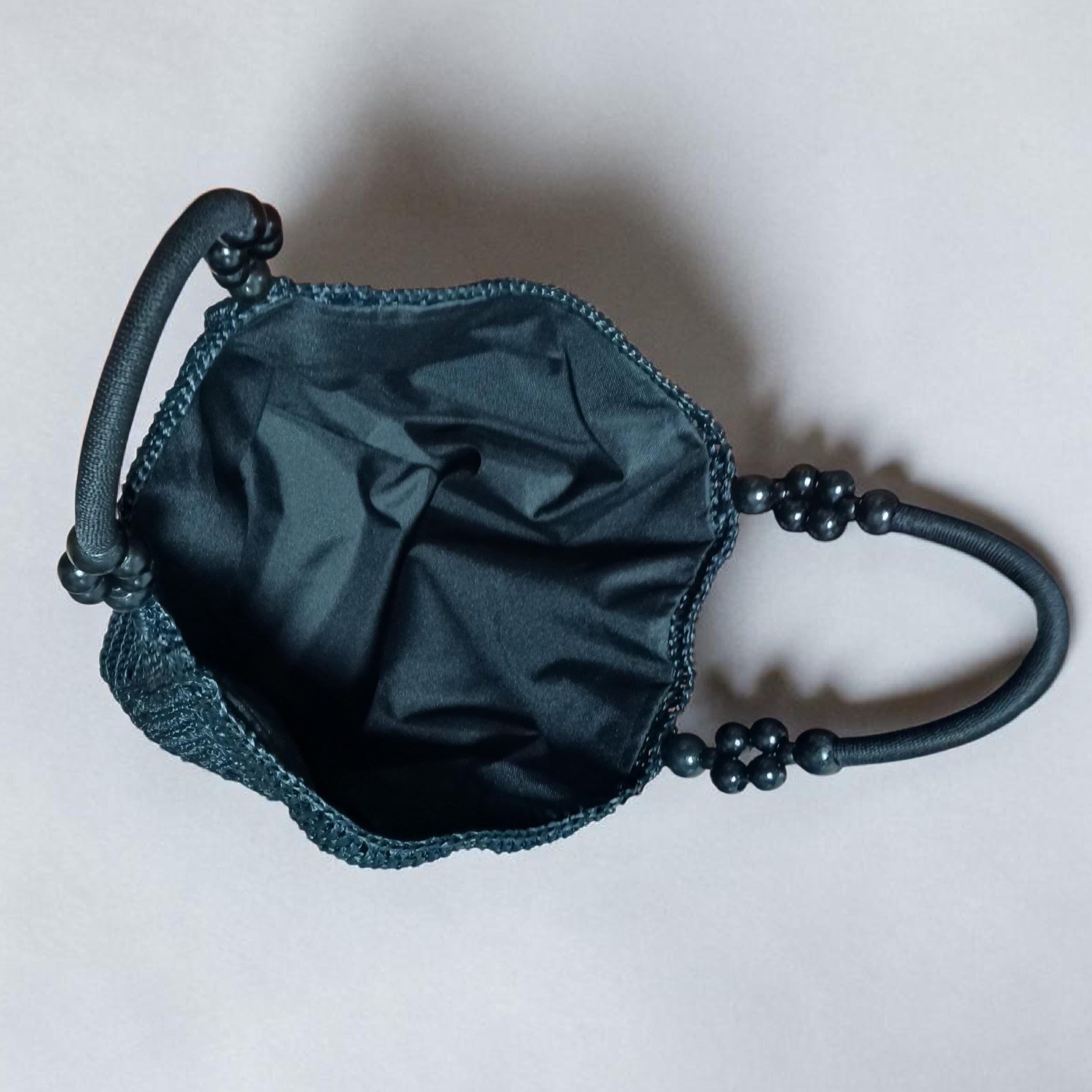 Handmade raffia tote bag, crochet large straw beach bag, summer woven handbag, black shoulder bag, big market bag for women, gift for her