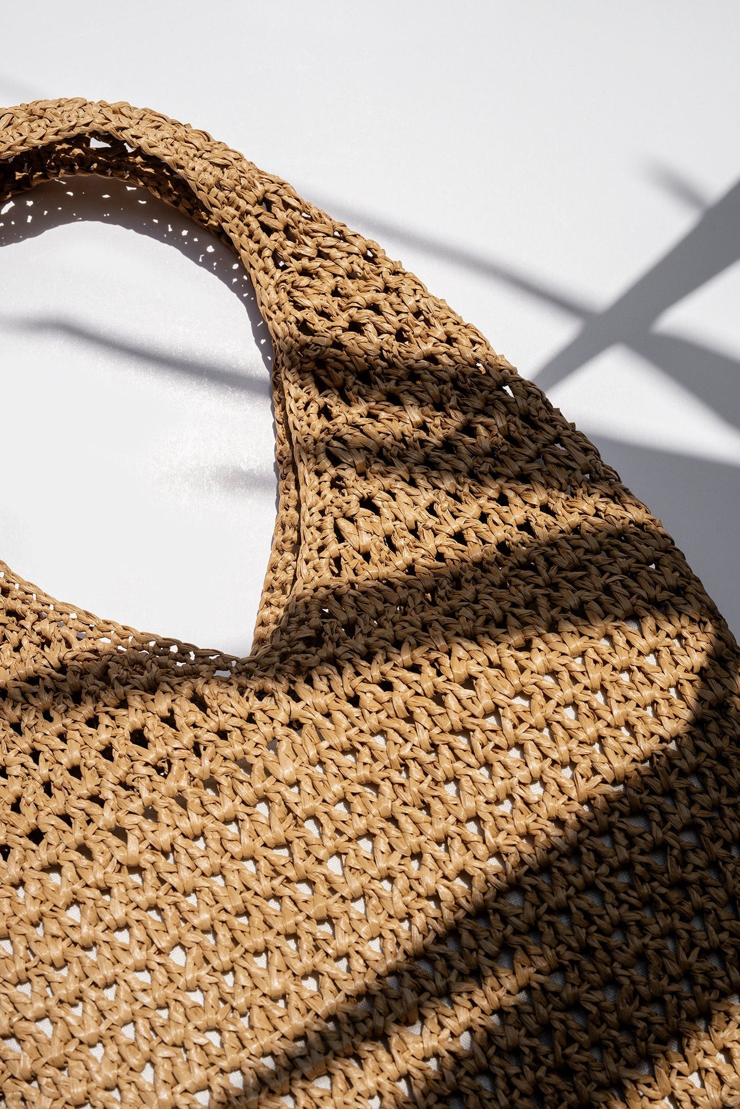 Crochet Raffia Tote in Natural, Summer Tote Bag, Straw Mesh Bag, Lightweight Tote, Crochet Shoulder Bag, One Handle Bag — The Daphne Tote