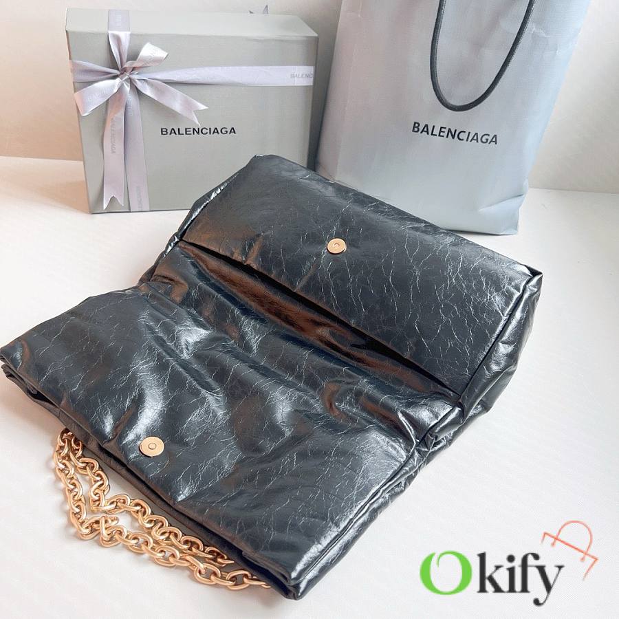 Balenciaga Monaco Medium Chain Bag in Black Gold Hardware 32.5 x 22 x 9.9cm
