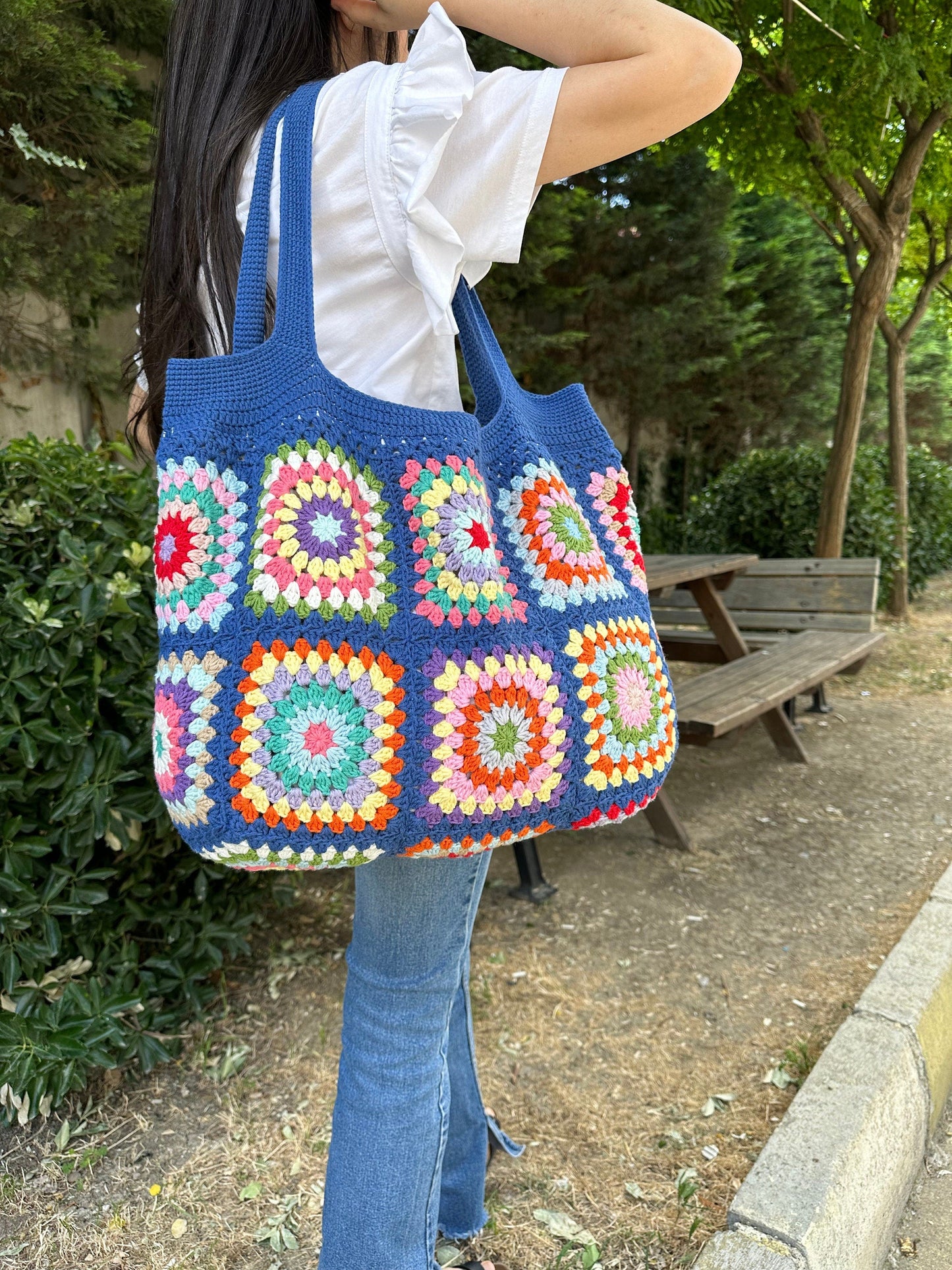Handmade Granny Square Crochet Bag: Boho Shoulder Bag, Large Crossbody  Hobo Bag, Handbags  Women