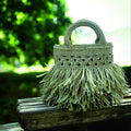 Raffia fringe bag, boho-style crocheted handbag, summer evening bag, woven handbag, women's festival bag, green tote bag as a gift