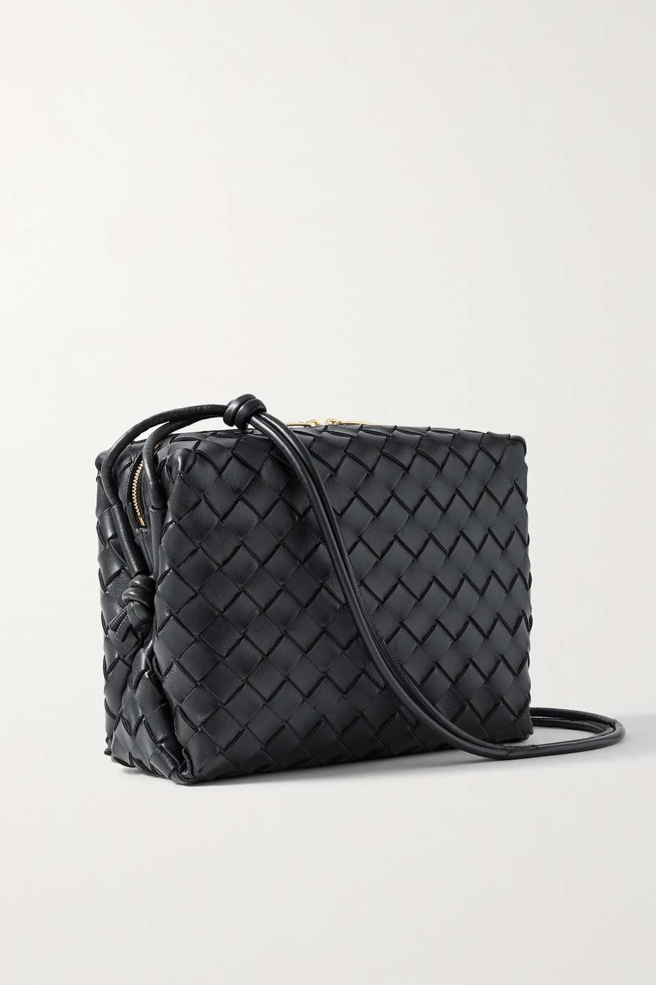 BOTTEGA VENETA Loop small intrecciato leather shoulder bag Black