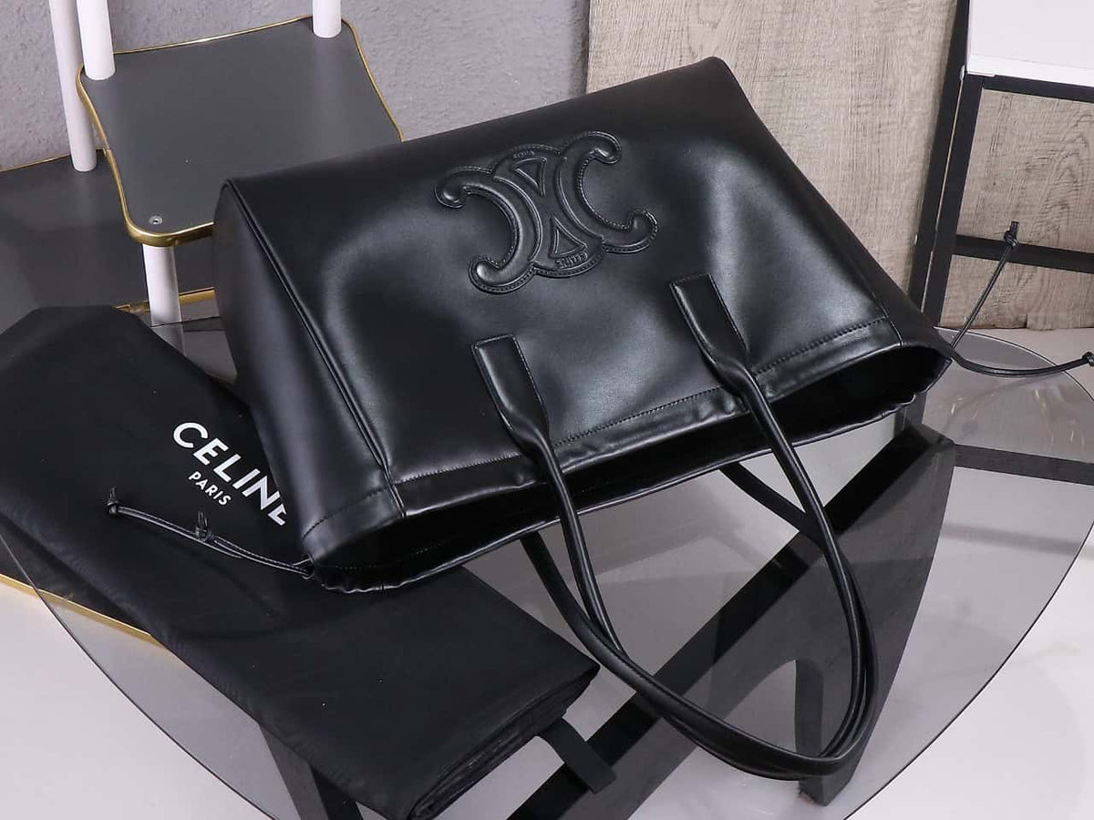 Celine cabas rawstring cuir triomphe in grained calfskin handbag