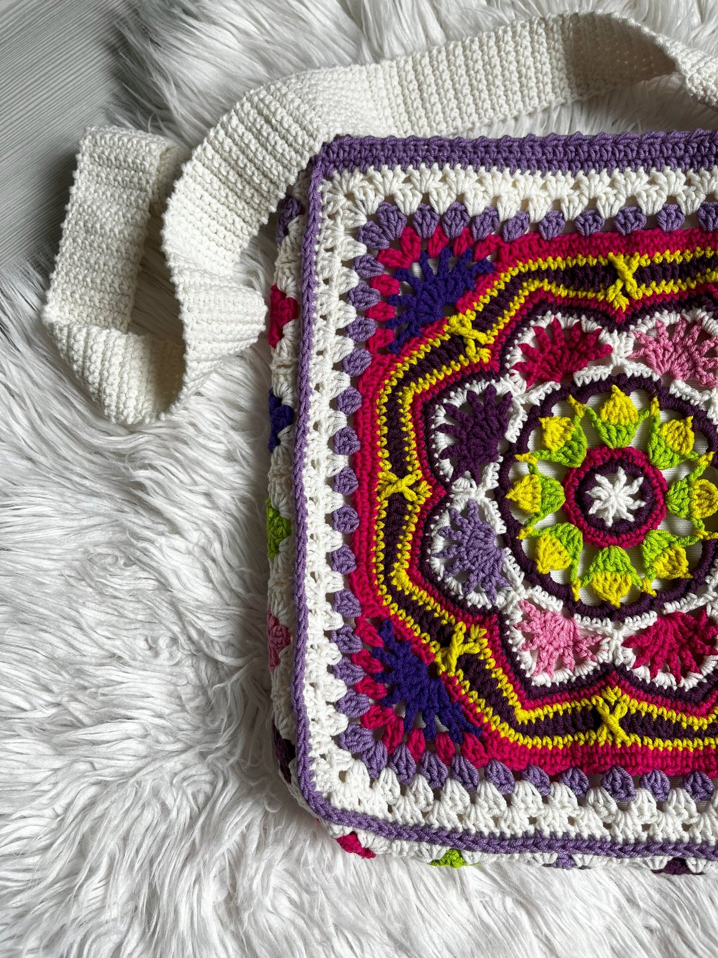 Crochet Patchwork Crossbody Bag: Handmade Boho Hippie Style