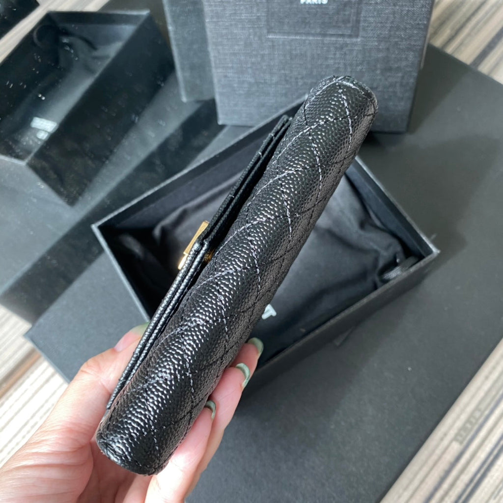 YSL Envelope Purse Black Gold A026KK 13.5cm